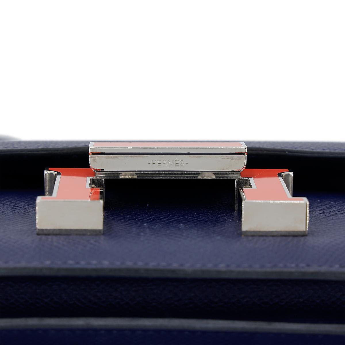 HERMÈS Constance Mini 19 shoulder bag in Blue Sapphire Epsom leather with Enamel hardware - 14