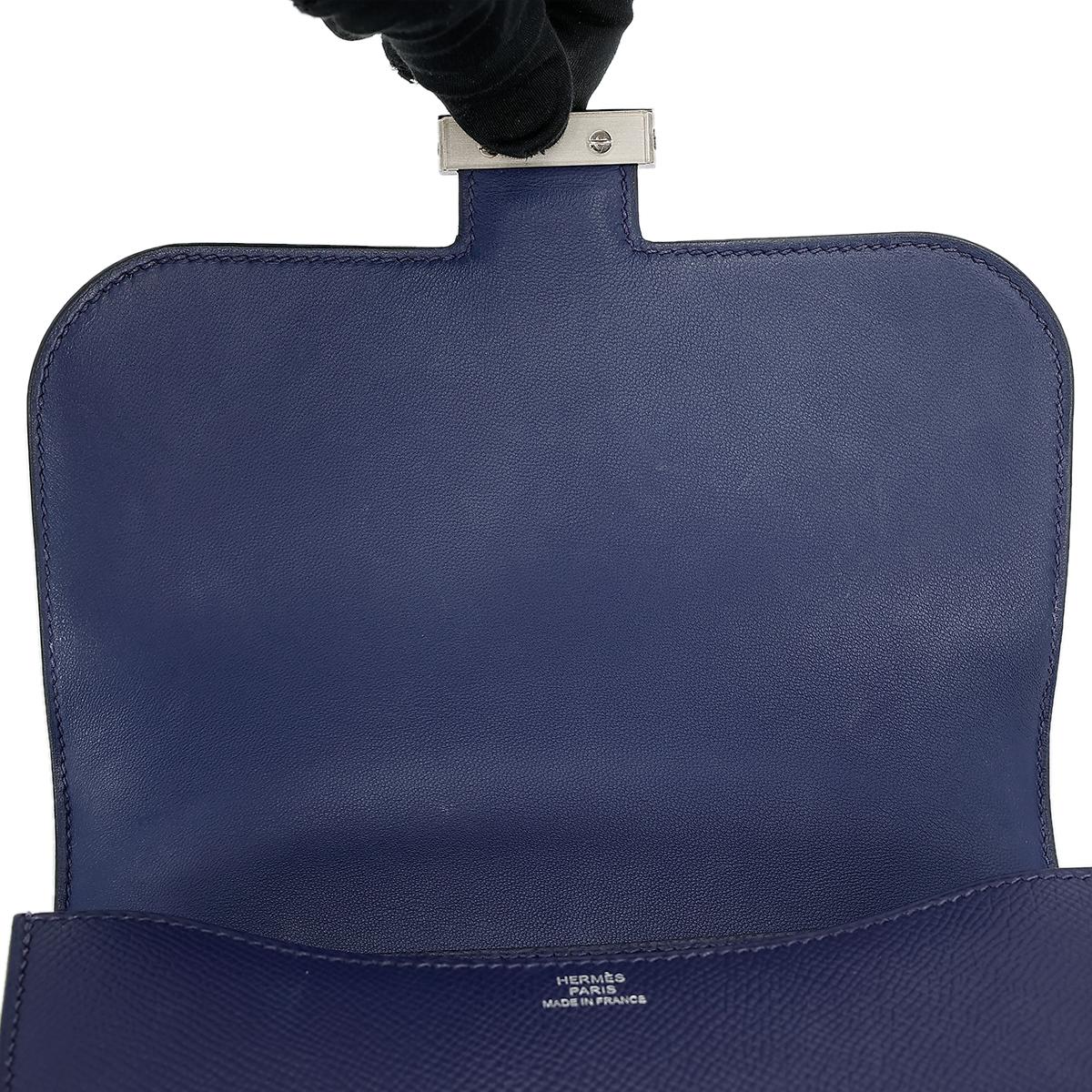 HERMÈS Constance Mini 19 shoulder bag in Blue Sapphire Epsom leather with Enamel hardware - 17