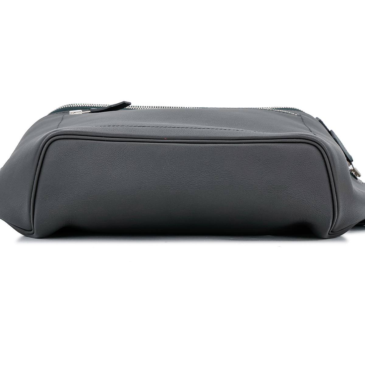 HERMÈS Sac City Slide Cross GM shoulder bag in Plomb and Vert Cypress Evercolor leather with Palladium hardware - 10