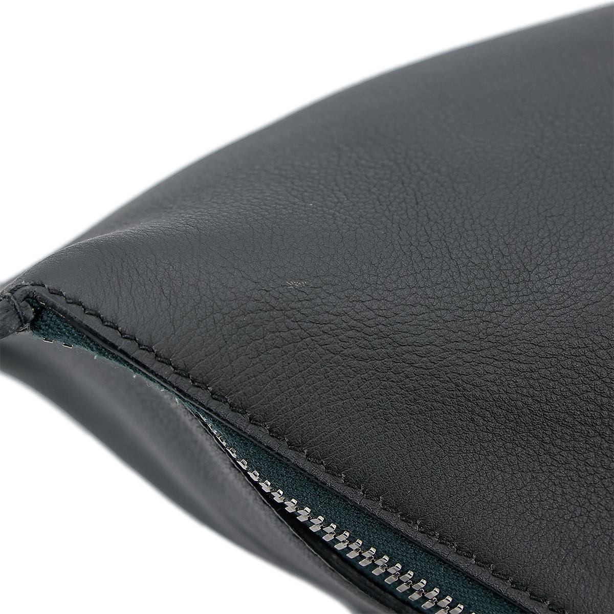 HERMÈS Sac City Slide Cross GM shoulder bag in Plomb and Vert Cypress Evercolor leather with Palladium hardware - 15