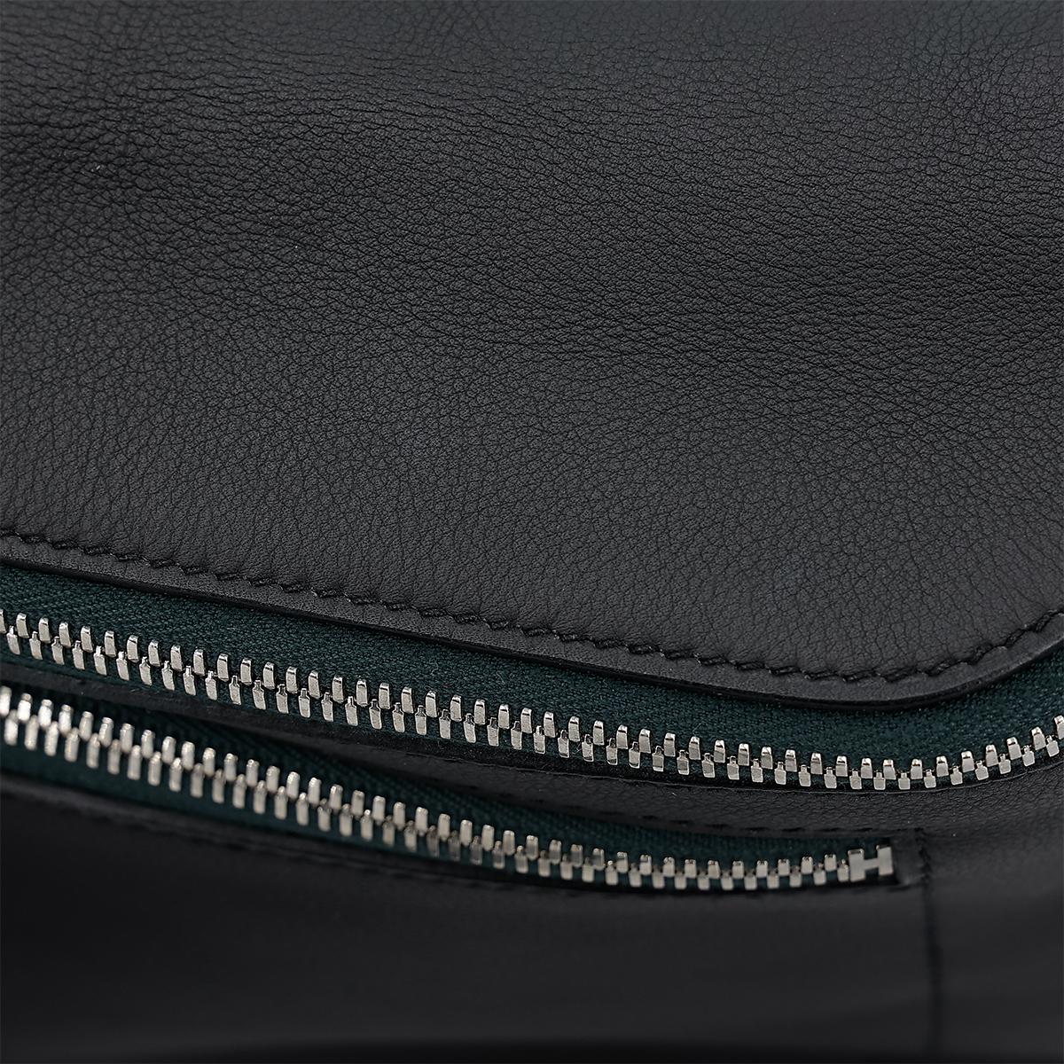 HERMÈS Sac City Slide Cross GM shoulder bag in Plomb and Vert Cypress Evercolor leather with Palladium hardware - 18