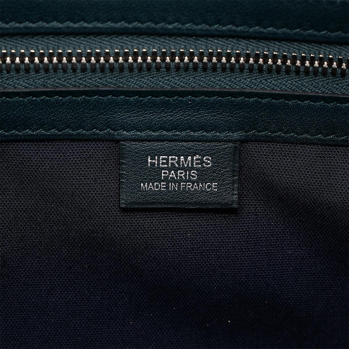 HERMÈS Sac City Slide Cross GM shoulder bag in Plomb and Vert Cypress Evercolor leather with Palladium hardware - 19