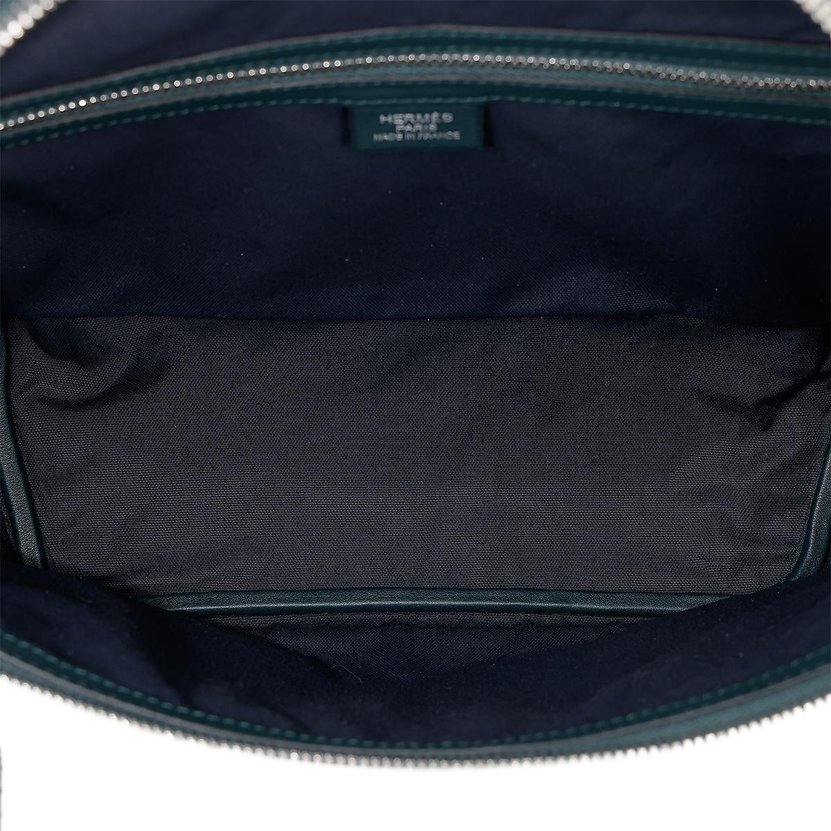 HERMÈS Sac City Slide Cross GM shoulder bag in Plomb and Vert Cypress Evercolor leather with Palladium hardware - 21