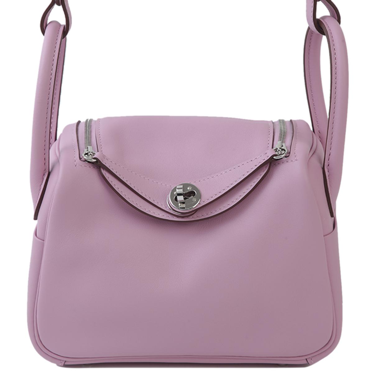 SA超美品 HERMÈS 爱马仕 Mini Lindy X9 锦葵紫 Mauve Sylvestre Swift牛皮 银扣 U刻 2022年 - 1