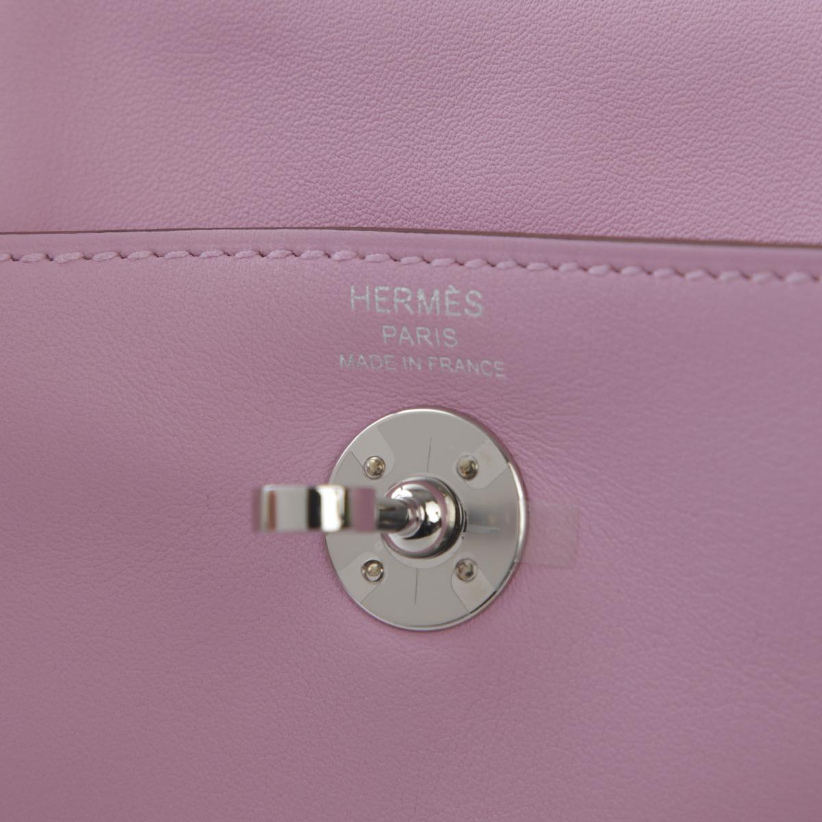 SA超美品 HERMÈS 爱马仕 Mini Lindy X9 锦葵紫 Mauve Sylvestre Swift牛皮 银扣 U刻 2022年 - 13