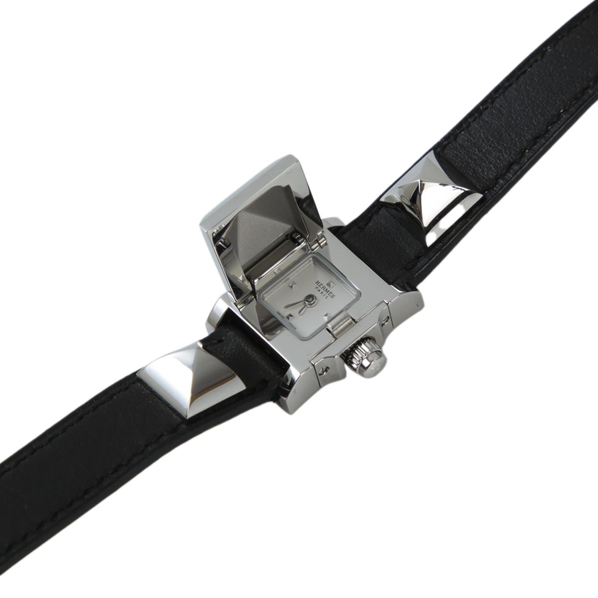 HERMÈS Medor double tour watch in Black with Palladium hardware - 4