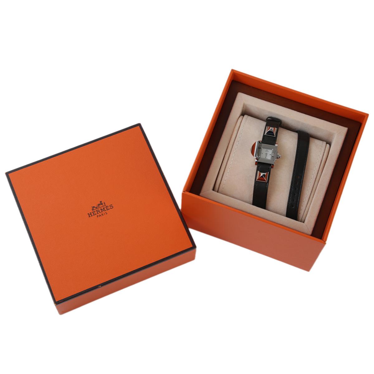 HERMÈS Medor double tour watch in Black with Palladium hardware - 10