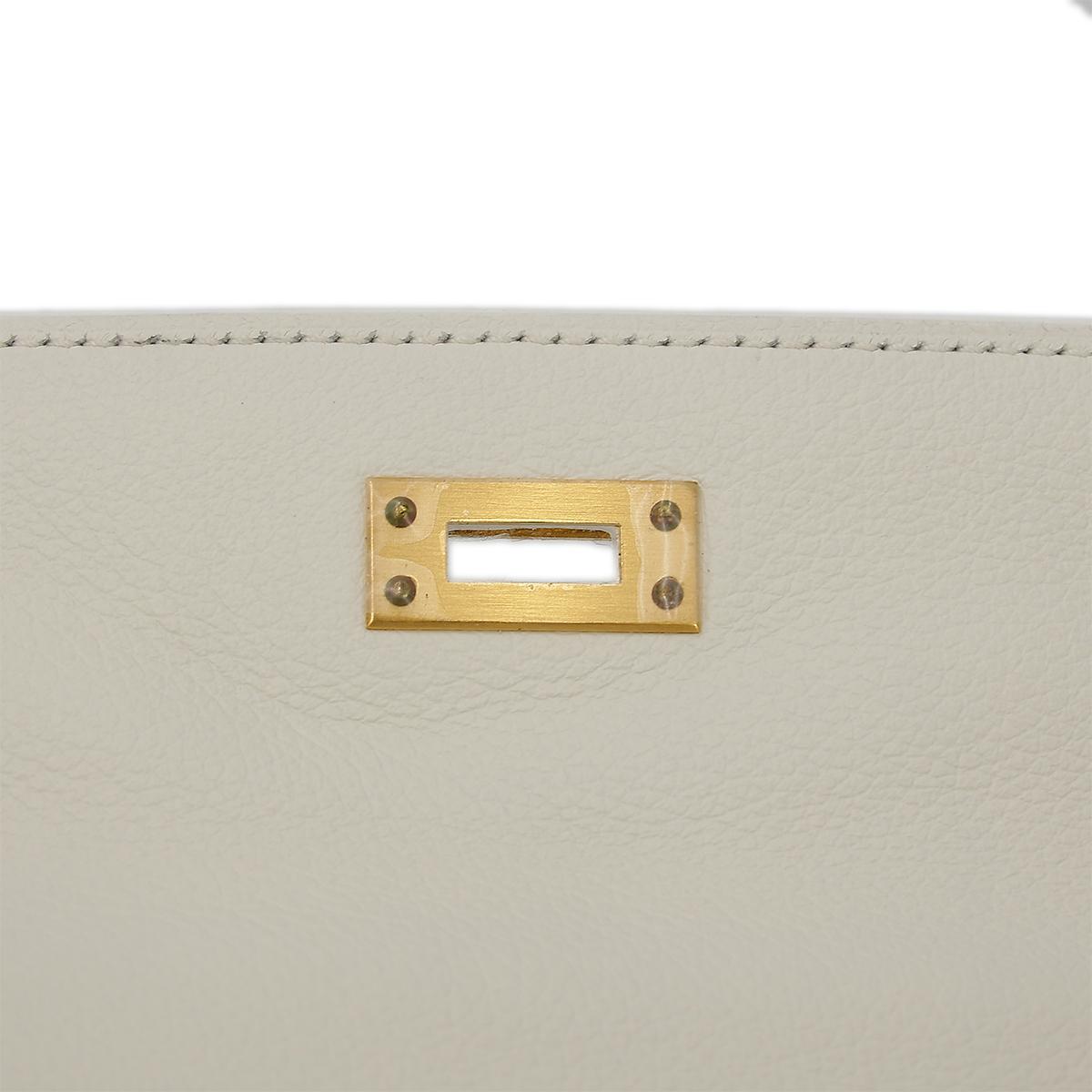Excellent ( Rank SA ) HERMÈS Special Order Kelly 25 Bleu Hydra (T7) White (01) Evercolor Brushed Gold hardware D (2019) - 17