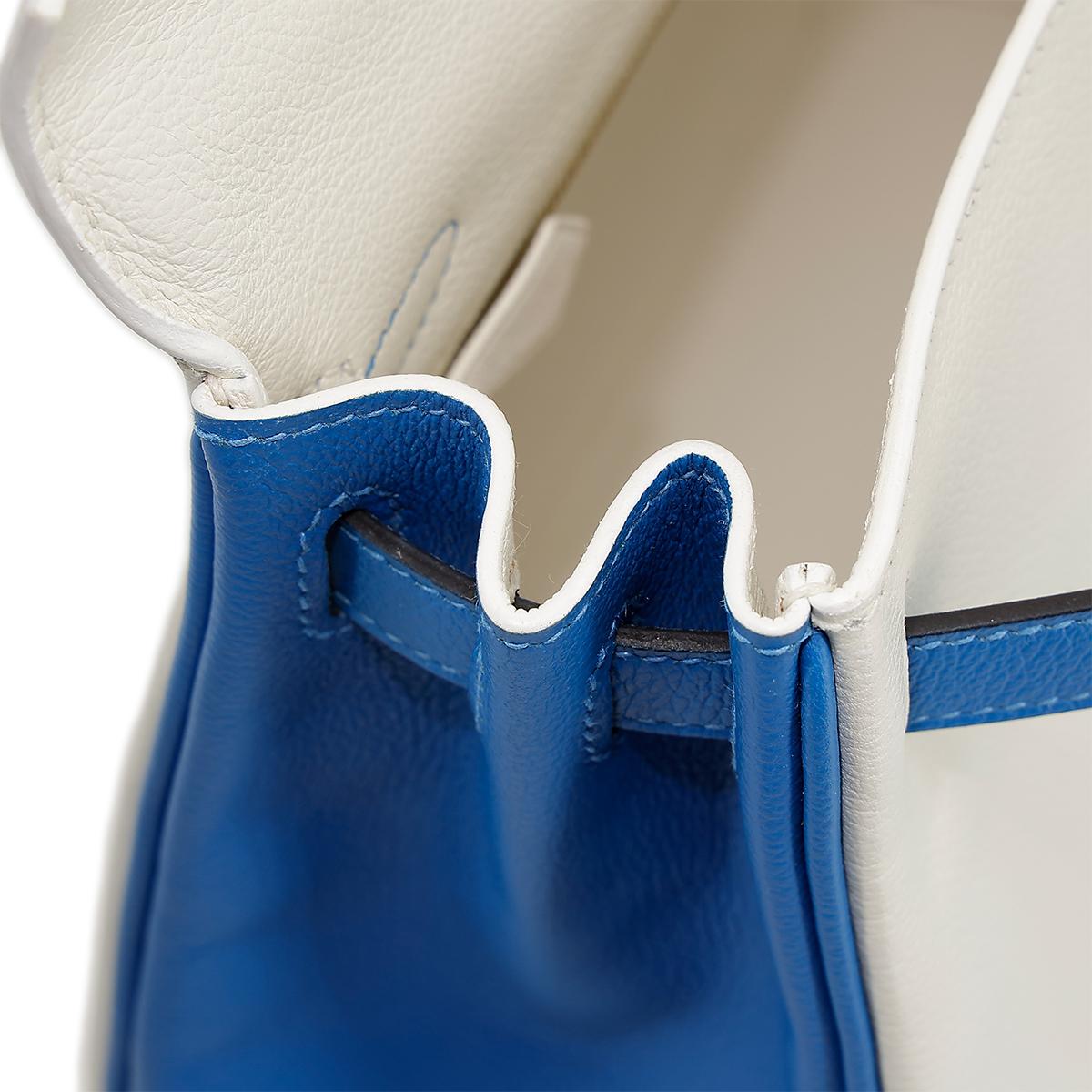 Excellent ( Rank SA ) HERMÈS Special Order Kelly 25 Bleu Hydra (T7) White (01) Evercolor Brushed Gold hardware D (2019) - 20