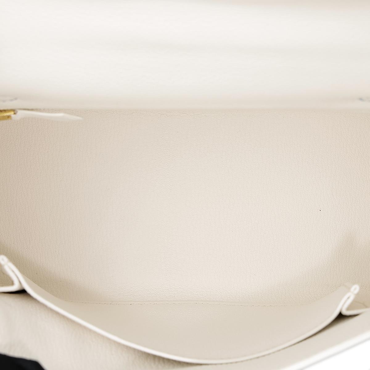 Excellent ( Rank SA ) HERMÈS Special Order Kelly 25 Bleu Hydra (T7) White (01) Evercolor Brushed Gold hardware D (2019) - 18