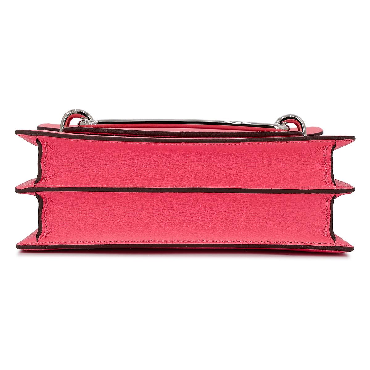 HERMÈS Roulis Mini shoulder bag in Rose Azalee Evercolor leather with Palladium hardware - 7