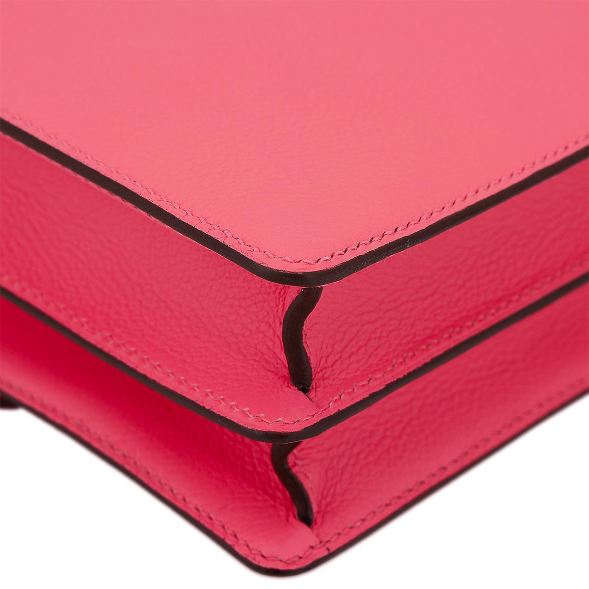 HERMÈS Roulis Mini shoulder bag in Rose Azalee Evercolor leather with Palladium hardware - 10