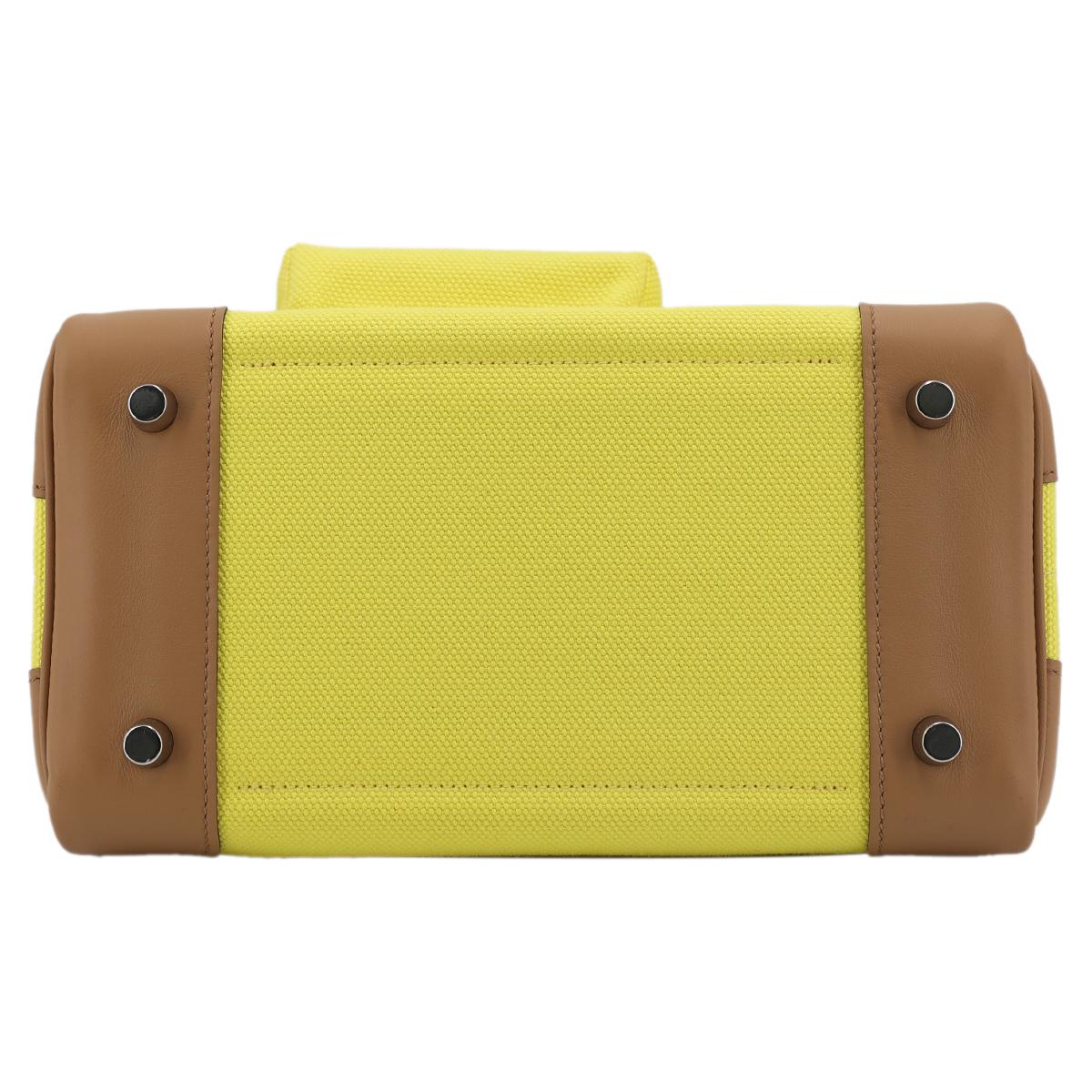[未使用保存品] HERMÈS 愛馬仕 限量款 Birkin Cargo 25 手提包 9N Jaune Citron 糖果黃 0M Chai 奶茶色 Swift牛皮 帆布 銀扣 - 7