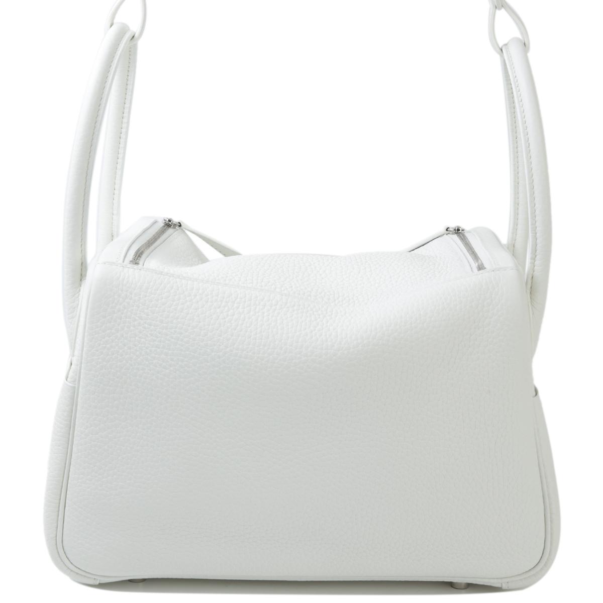 HERMÈS Lindy 26 shoulder bag in White Clemence leather with Palladium hardware - 3