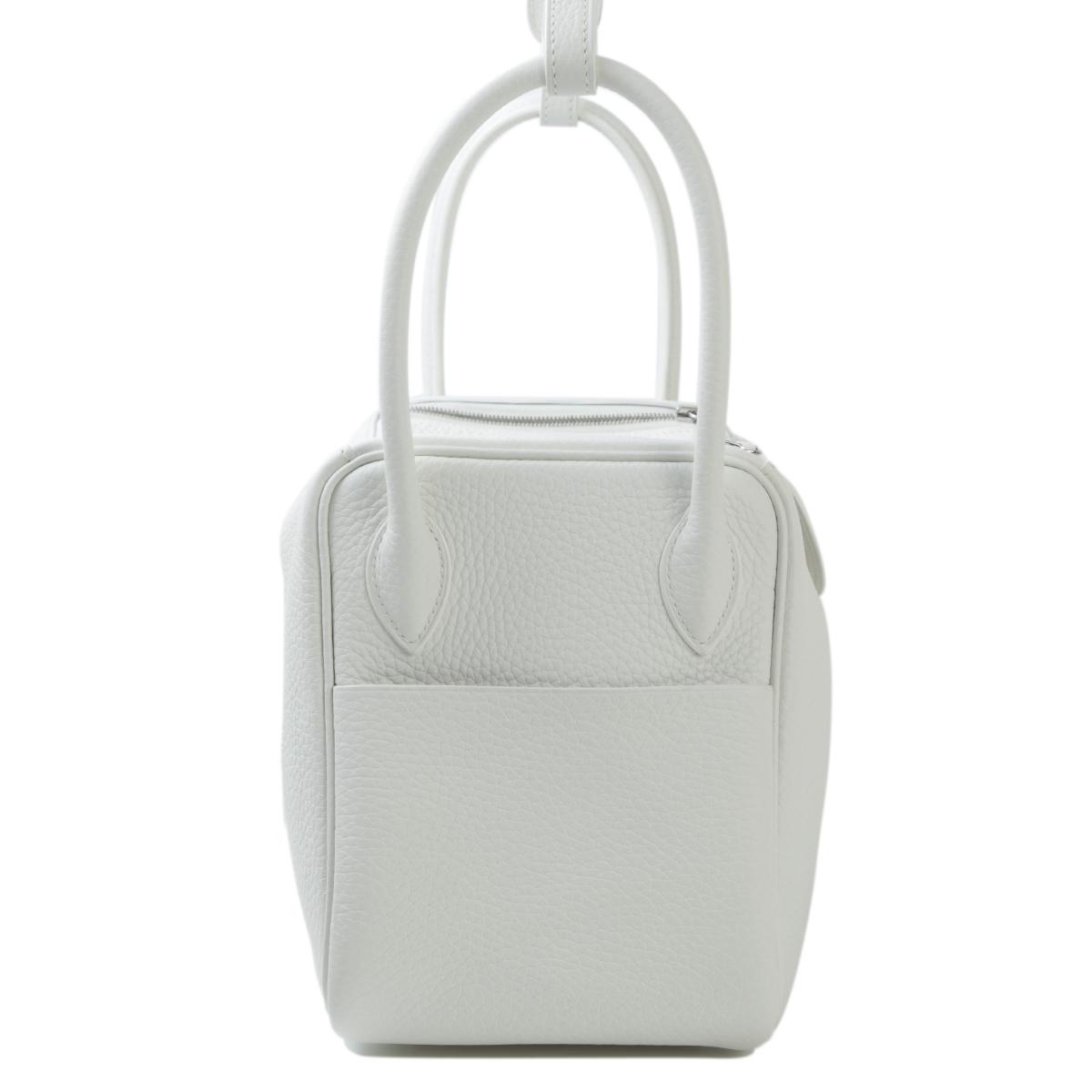 HERMÈS Lindy 26 shoulder bag in White Clemence leather with Palladium hardware - 5