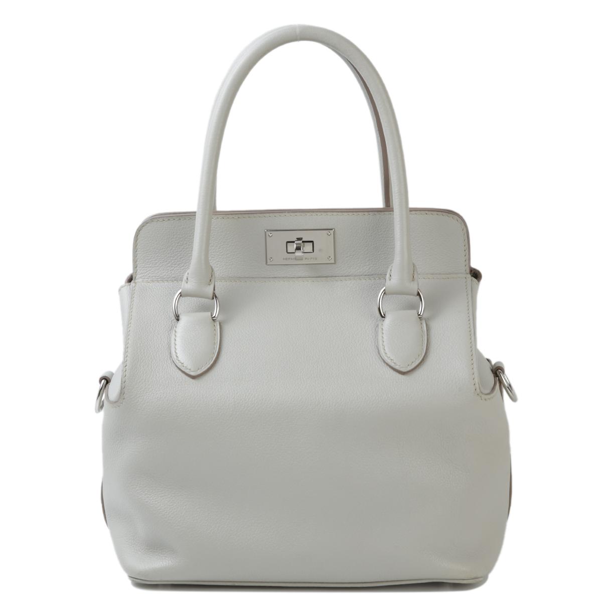 HERMÈS Toolbox 20 handbag in Pearl Gray Evercolor leather with Palladium hardware - 1