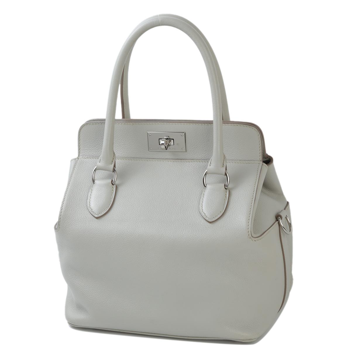 HERMÈS Toolbox 20 handbag in Pearl Gray Evercolor leather with Palladium hardware - 2