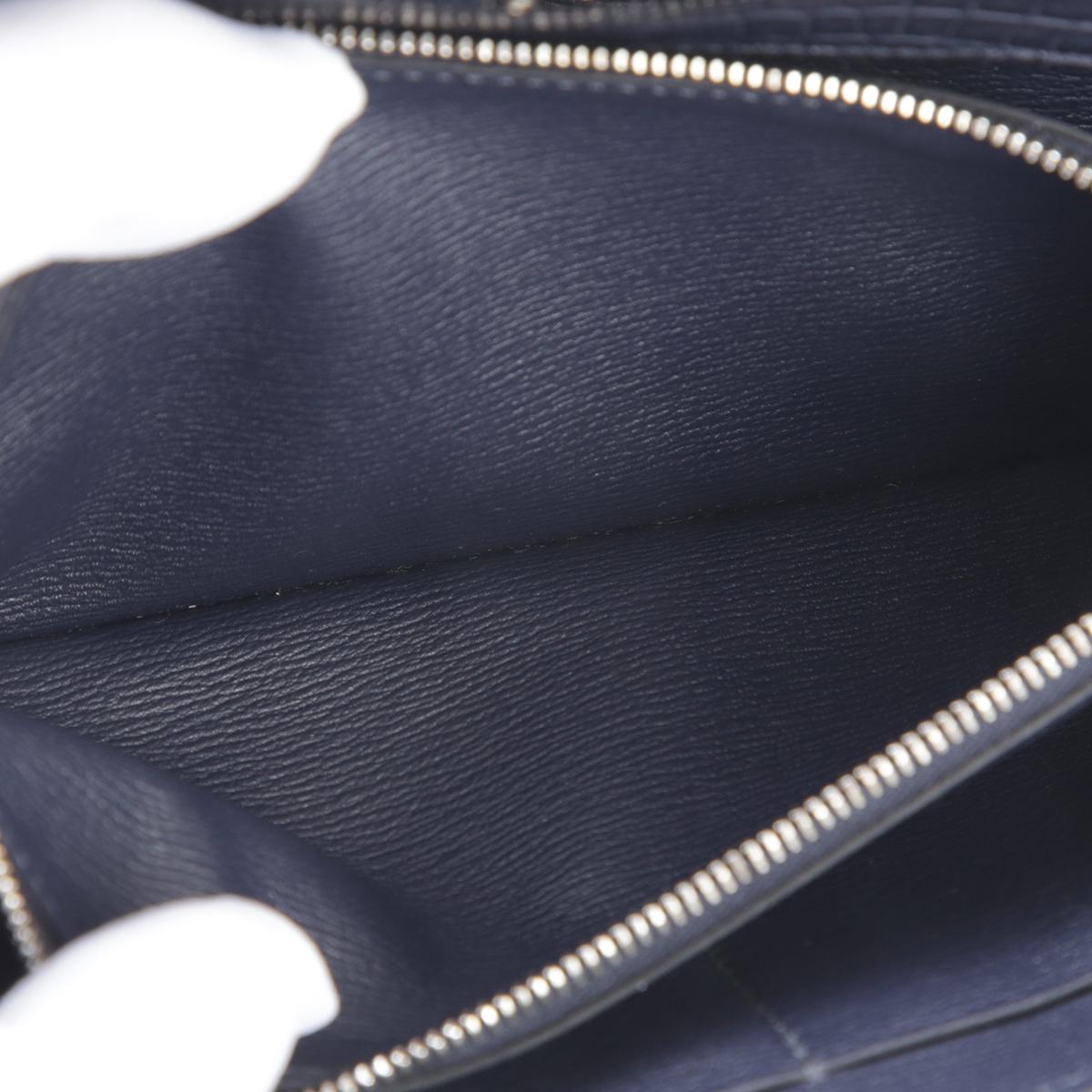 [中古] HERMÈS 愛馬仕 短吻鱷 Kelly To Go 錢包 76 Bleu Indigo 深藍 銀扣 - 18