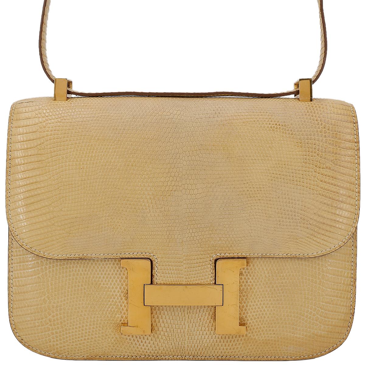 HERMÈS Lizard Constance 23 shoulder bag in Beige with Gold hardware - 1