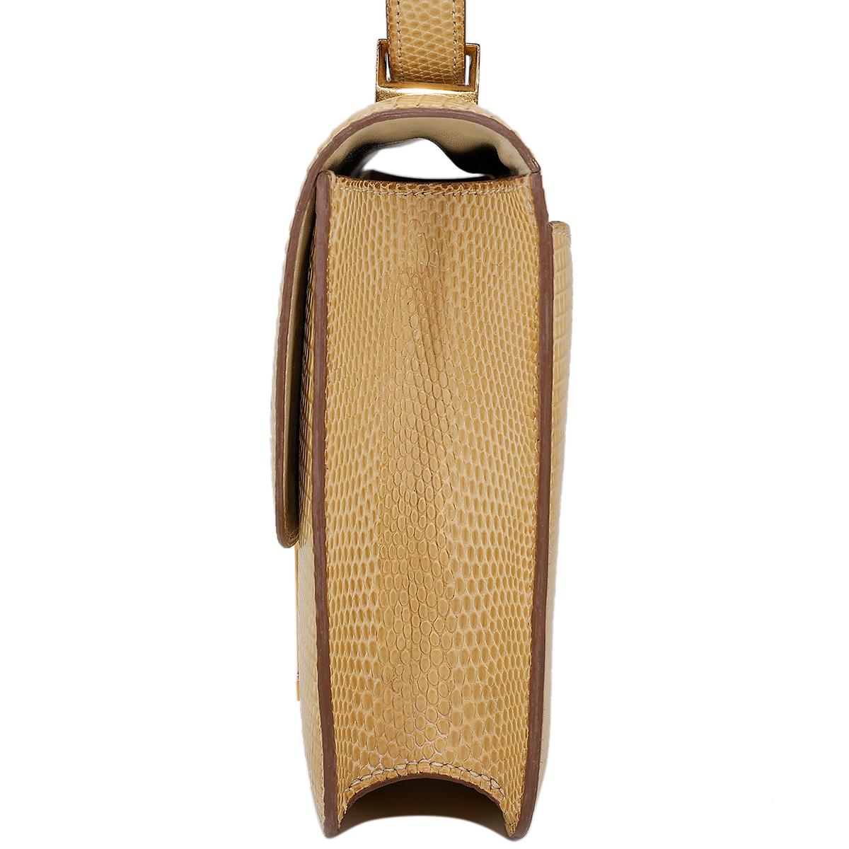 HERMÈS Lizard Constance 23 shoulder bag in Beige with Gold hardware - 4