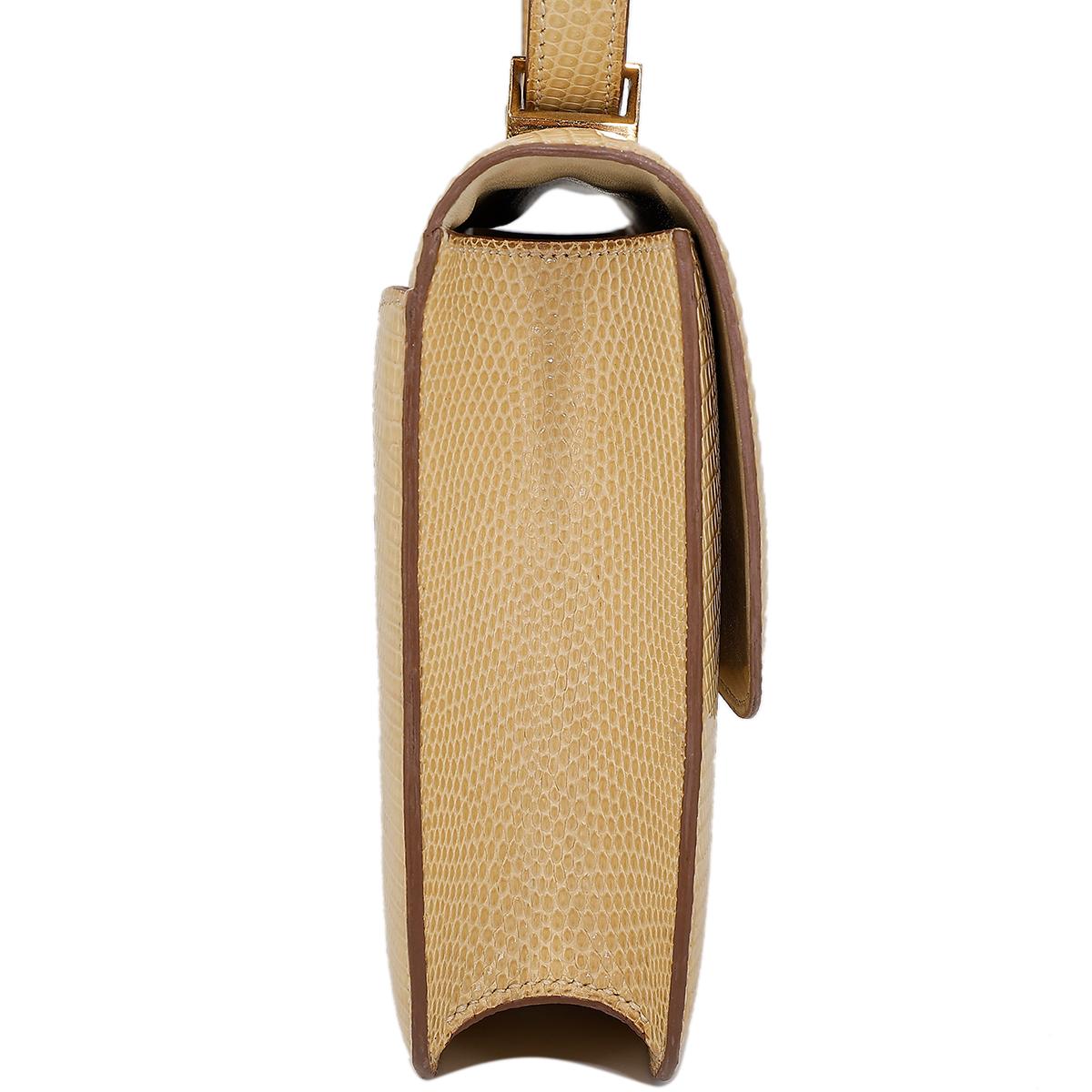 HERMÈS Lizard Constance 23 shoulder bag in Beige with Gold hardware - 5