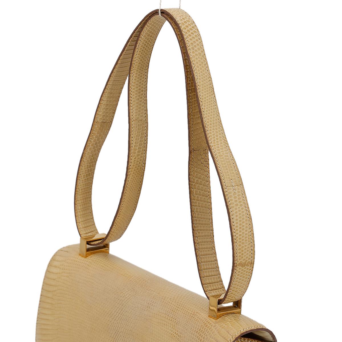 HERMÈS Lizard Constance 23 shoulder bag in Beige with Gold hardware - 6