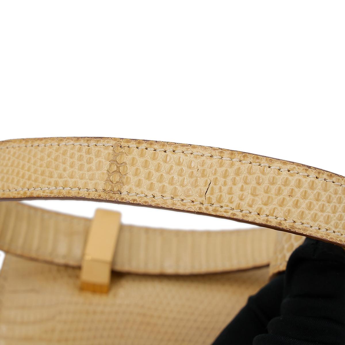 HERMÈS Lizard Constance 23 shoulder bag in Beige with Gold hardware - 13