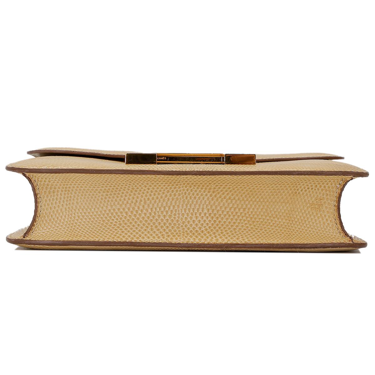 HERMÈS Lizard Constance 23 shoulder bag in Beige with Gold hardware - 8