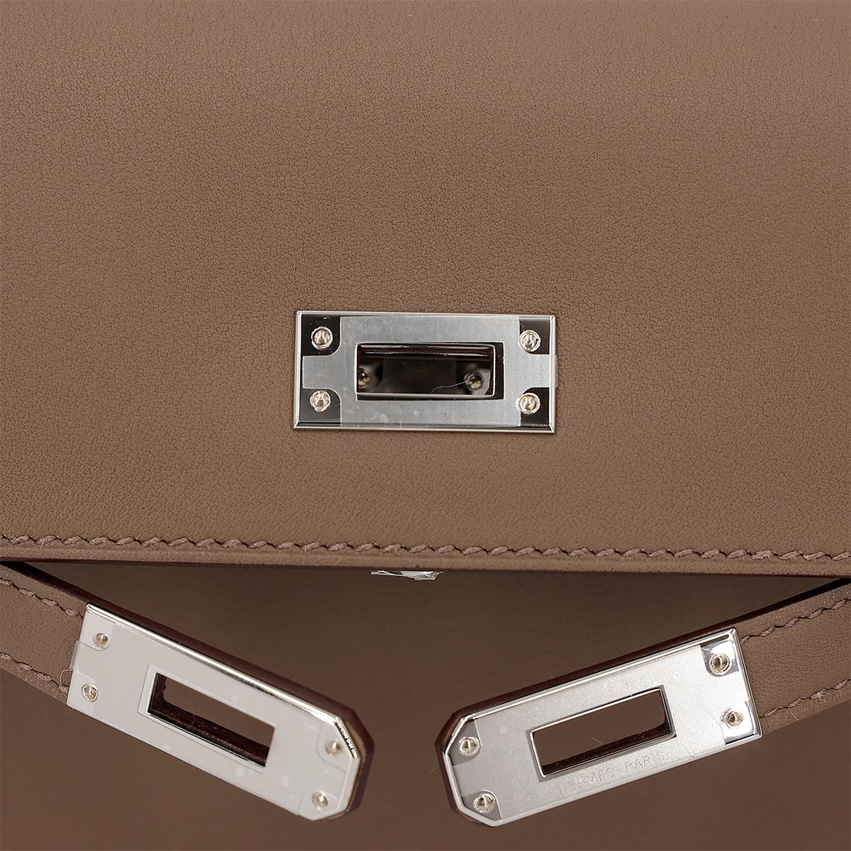 Brand New ( Rank N ) HERMÈS Kelly Moove Etoupe (18) Swift Palladium hardware W (2024) - 18