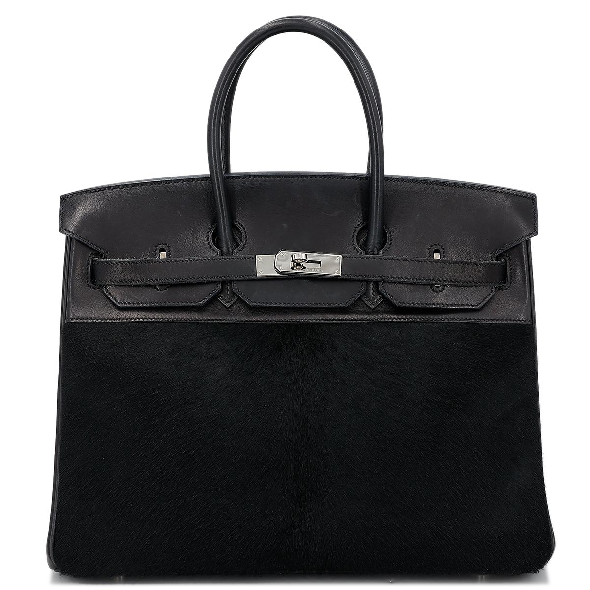 HERMÈS Limited Edition Birkin Troika 35 handbag in Black Evercalf leather and Veau Troika leather with Palladium hardware - 1
