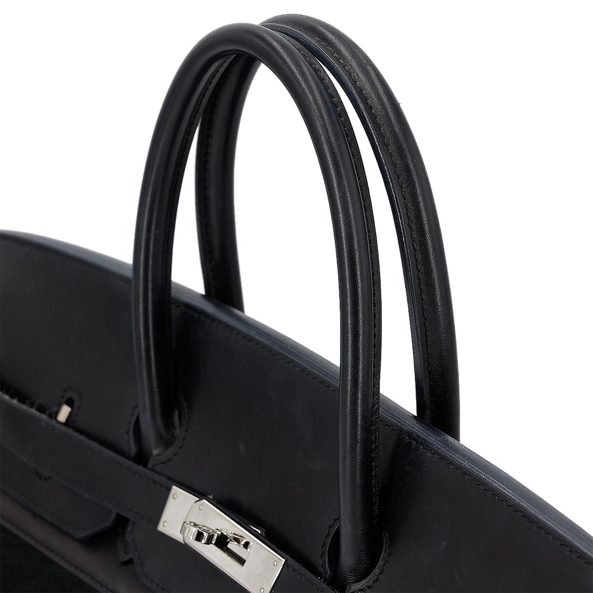 HERMÈS Limited Edition Birkin Troika 35 handbag in Black Evercalf leather and Veau Troika leather with Palladium hardware - 6