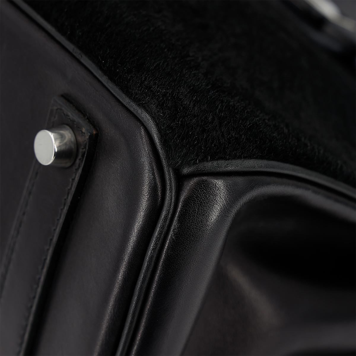 HERMÈS Limited Edition Birkin Troika 35 handbag in Black Evercalf leather and Veau Troika leather with Palladium hardware - 10