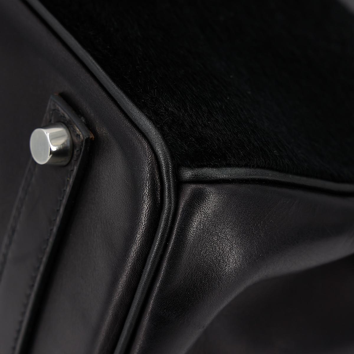 HERMÈS Limited Edition Birkin Troika 35 handbag in Black Evercalf leather and Veau Troika leather with Palladium hardware - 12