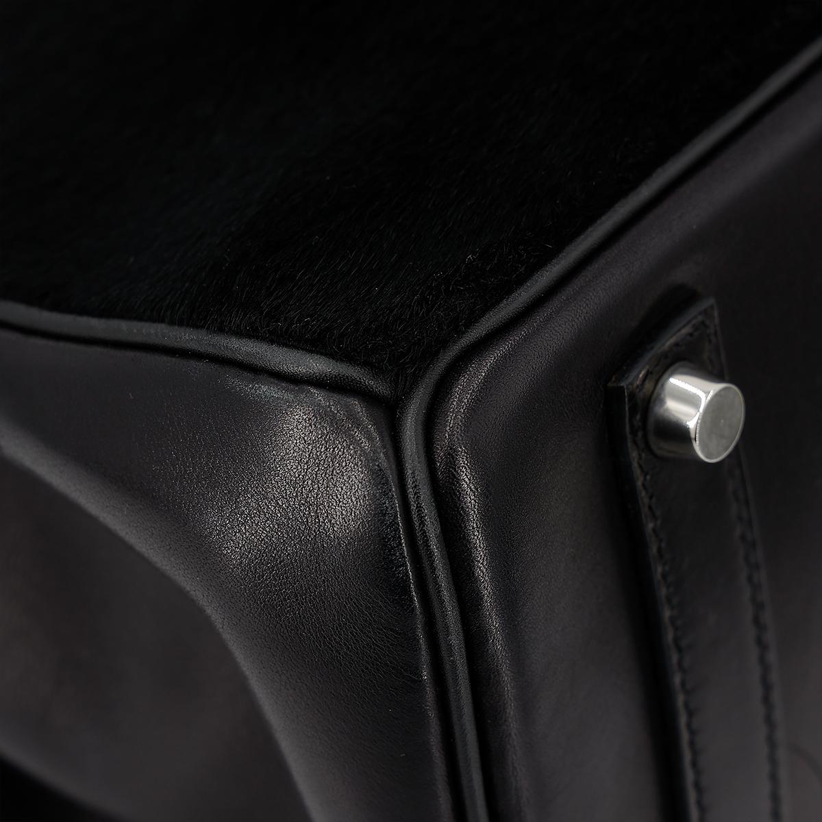 HERMÈS Limited Edition Birkin Troika 35 handbag in Black Evercalf leather and Veau Troika leather with Palladium hardware - 9