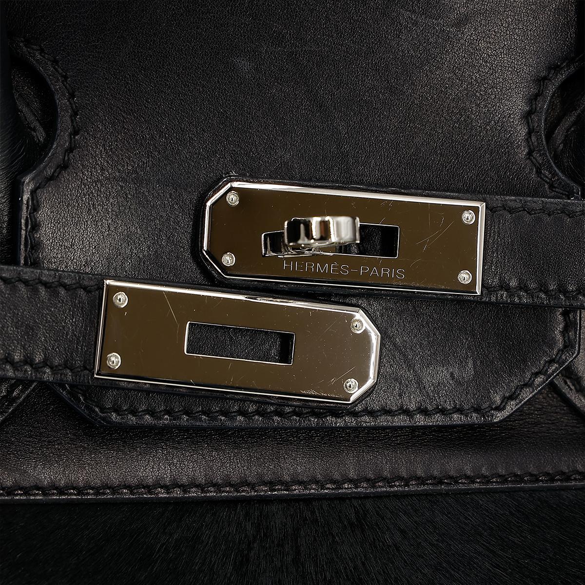 HERMÈS Limited Edition Birkin Troika 35 handbag in Black Evercalf leather and Veau Troika leather with Palladium hardware - 14