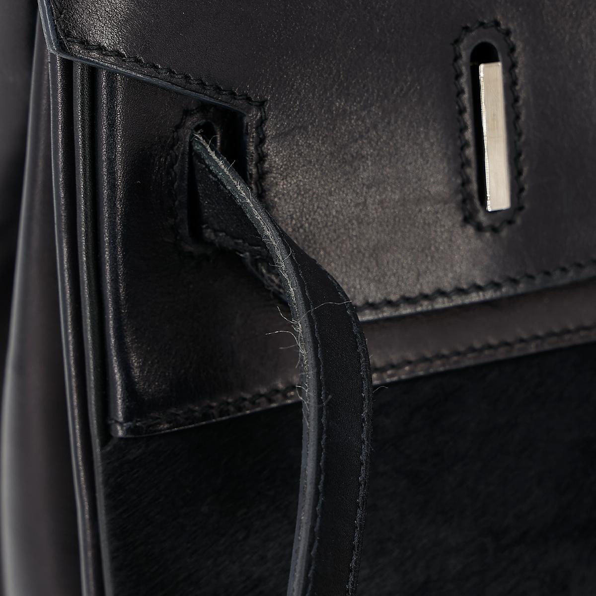 HERMÈS Limited Edition Birkin Troika 35 handbag in Black Evercalf leather and Veau Troika leather with Palladium hardware - 15