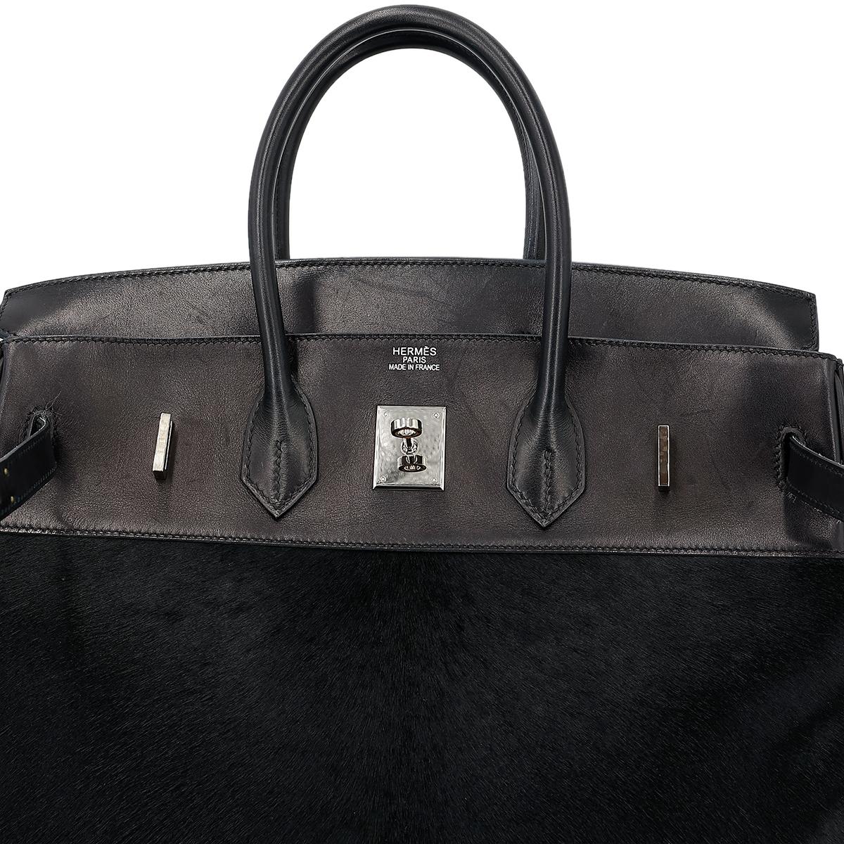 HERMÈS Limited Edition Birkin Troika 35 handbag in Black Evercalf leather and Veau Troika leather with Palladium hardware - 20