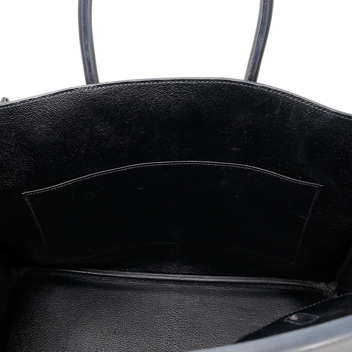 HERMÈS Limited Edition Birkin Troika 35 handbag in Black Evercalf leather and Veau Troika leather with Palladium hardware - 21