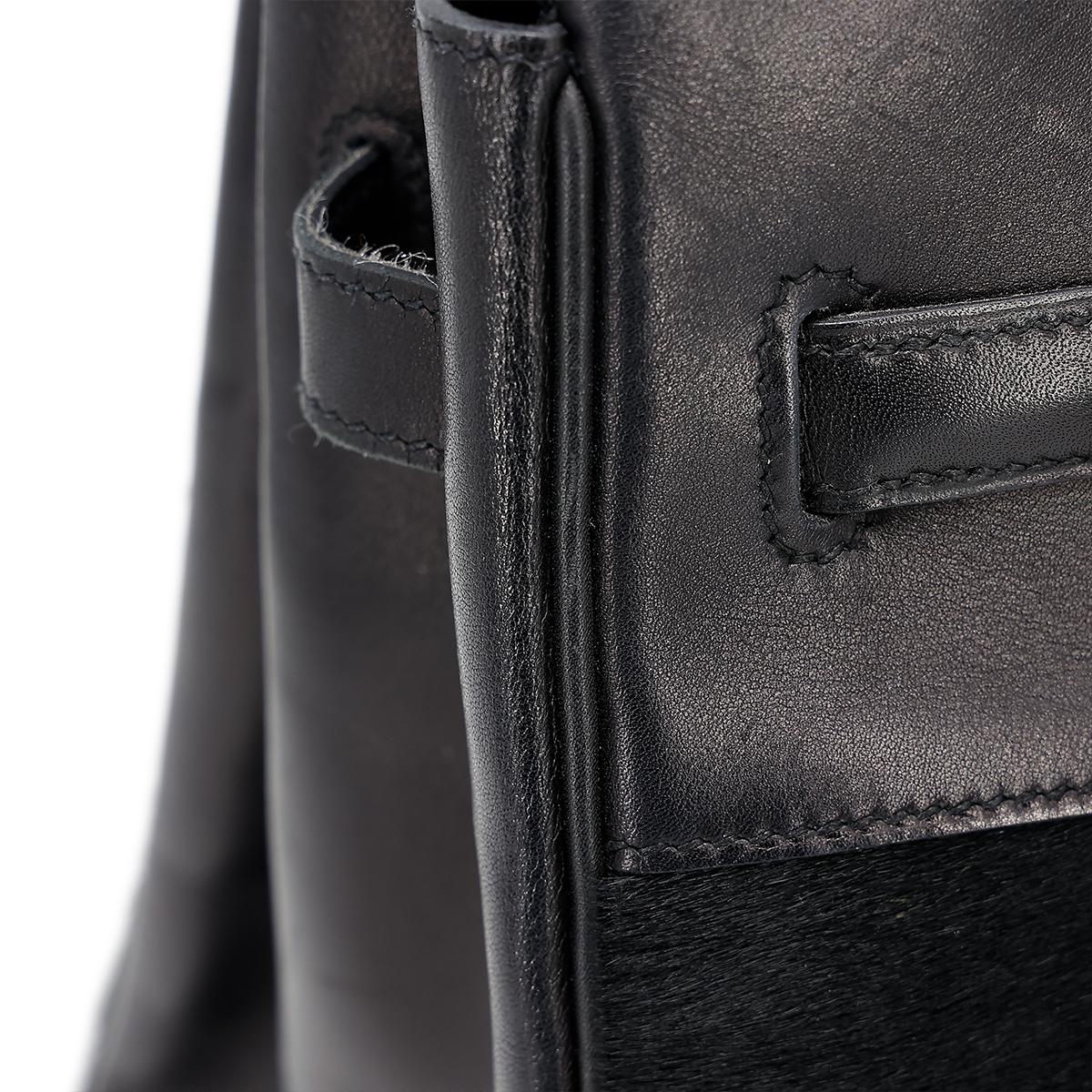 HERMÈS Limited Edition Birkin Troika 35 handbag in Black Evercalf leather and Veau Troika leather with Palladium hardware - 18