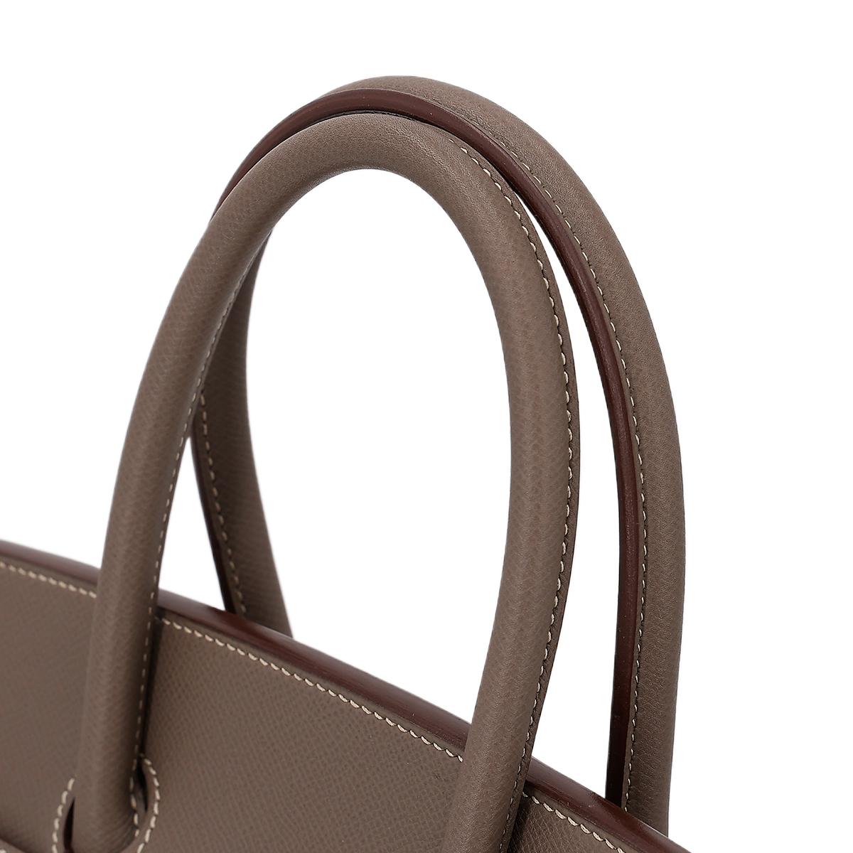 A美品 HERMÈS 爱马仕 Birkin 35 铂金包 8F 锡器灰 Etain 7A 海蓝色 Bleu Thalassa Epsom皮 银扣 □O刻 2011年 - 6