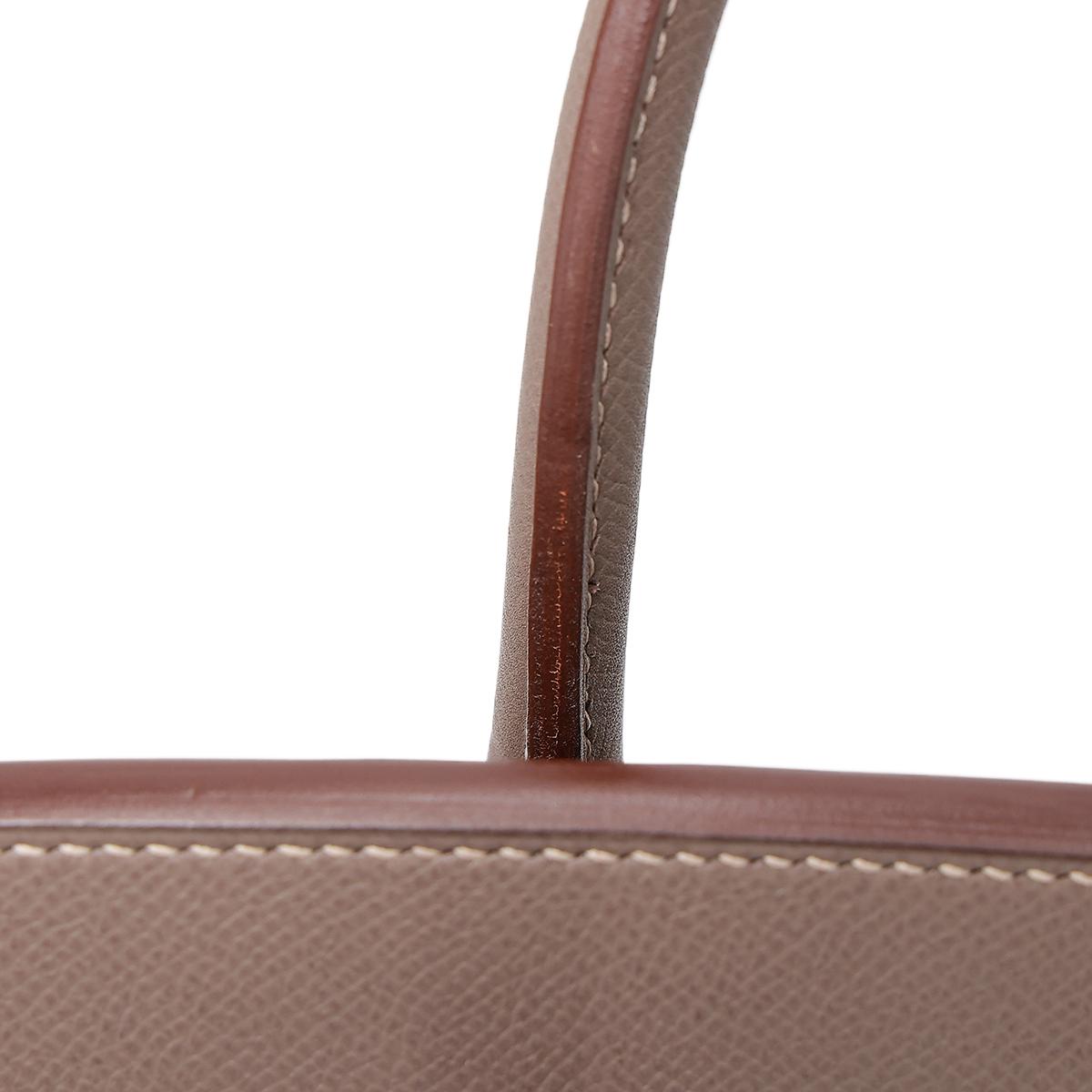 A美品 HERMÈS 爱马仕 Birkin 35 铂金包 8F 锡器灰 Etain 7A 海蓝色 Bleu Thalassa Epsom皮 银扣 □O刻 2011年 - 7