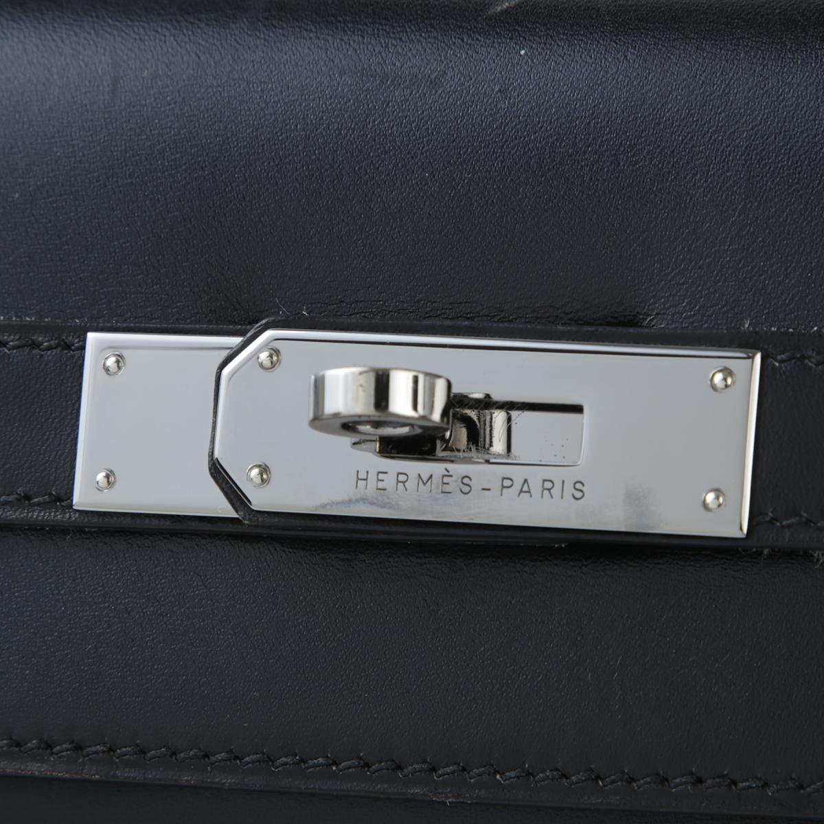 中古AB HERMÈS 爱马仕 Kelly 32 外缝 89 黑色 Noir Box牛皮 乌金扣 □H刻 2004年 - 12