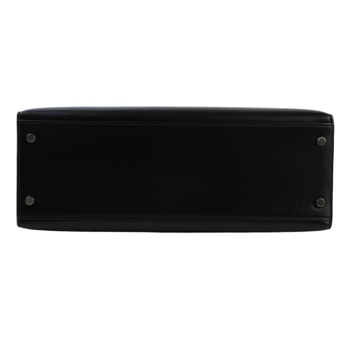 中古AB HERMÈS 爱马仕 Kelly 32 外缝 89 黑色 Noir Box牛皮 乌金扣 □H刻 2004年 - 7