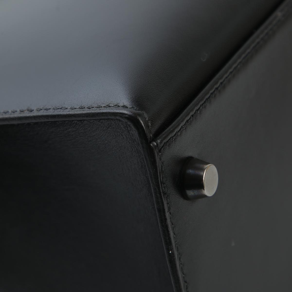 中古AB HERMÈS 爱马仕 Kelly 32 外缝 89 黑色 Noir Box牛皮 乌金扣 □H刻 2004年 - 8