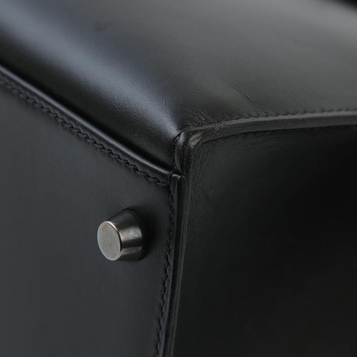中古AB HERMÈS 爱马仕 Kelly 32 外缝 89 黑色 Noir Box牛皮 乌金扣 □H刻 2004年 - 9