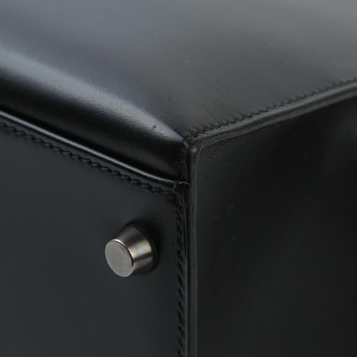 中古AB HERMÈS 爱马仕 Kelly 32 外缝 89 黑色 Noir Box牛皮 乌金扣 □H刻 2004年 - 11