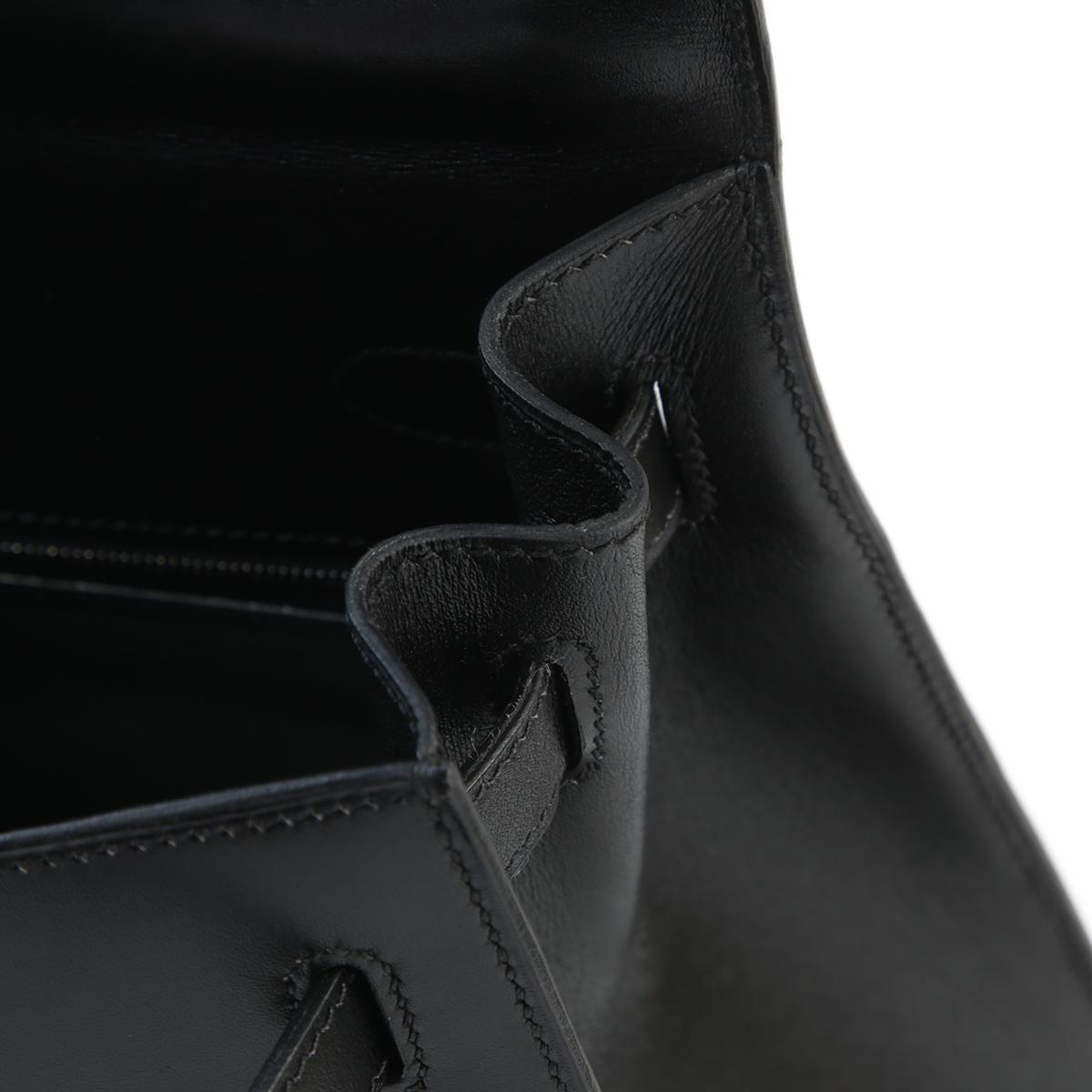 中古AB HERMÈS 爱马仕 Kelly 32 外缝 89 黑色 Noir Box牛皮 乌金扣 □H刻 2004年 - 16
