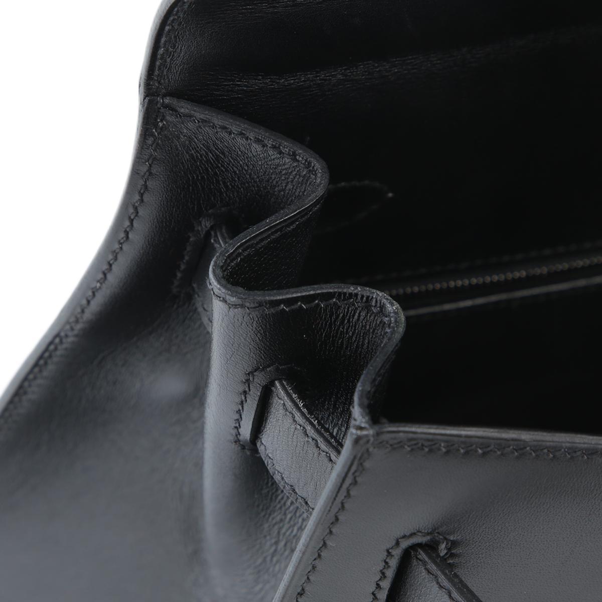 中古AB HERMÈS 爱马仕 Kelly 32 外缝 89 黑色 Noir Box牛皮 乌金扣 □H刻 2004年 - 17
