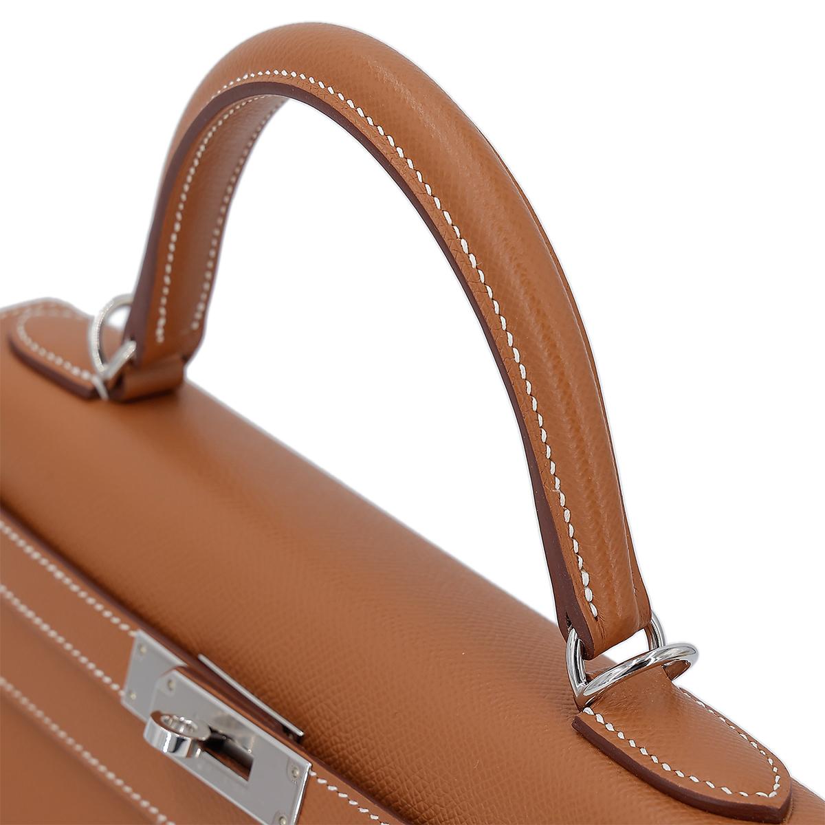 HERMÈS Kelly 28 Sellier in Gold Epsom leather with Palladium hardware - 6