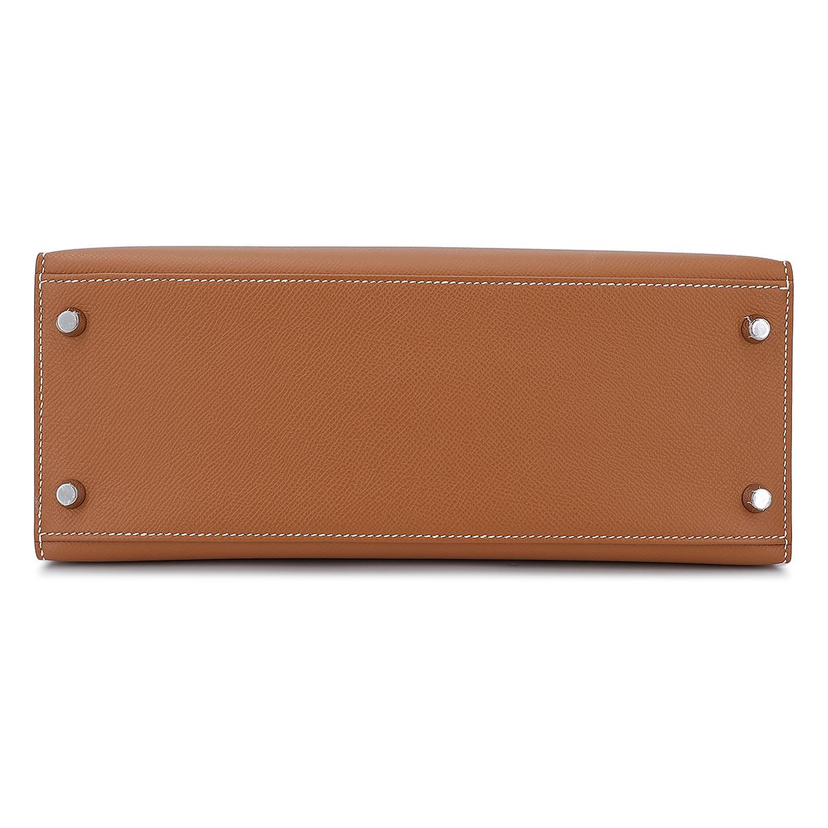 HERMÈS Kelly 28 Sellier in Gold Epsom leather with Palladium hardware - 7